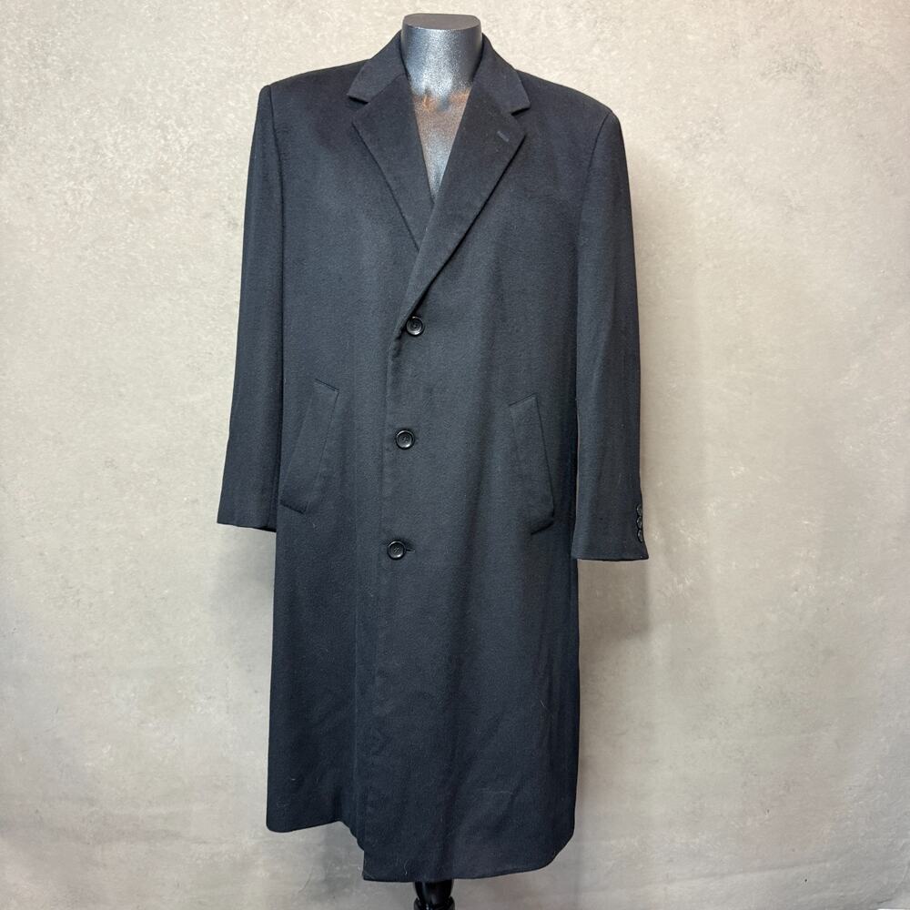 Andre Lanzino Hand Tailored Black Wool Cashmere Overcoat Men's R42